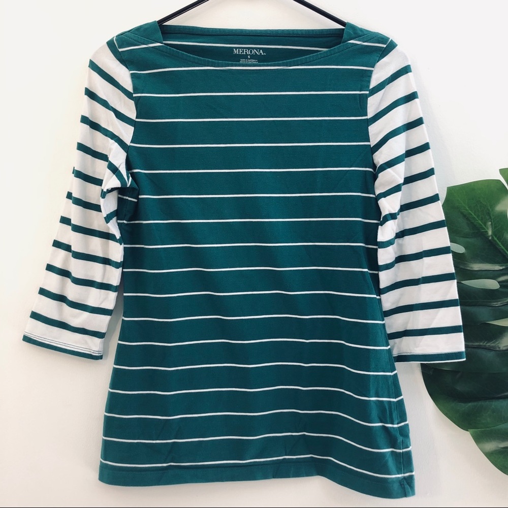 Merona Striped 3/4 Sleeve Top